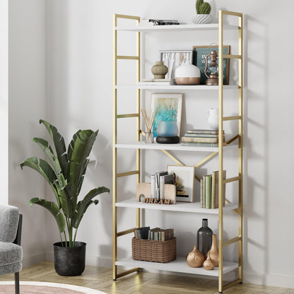 Shintenchi 5-Tier Industrial Bookshelf for Home