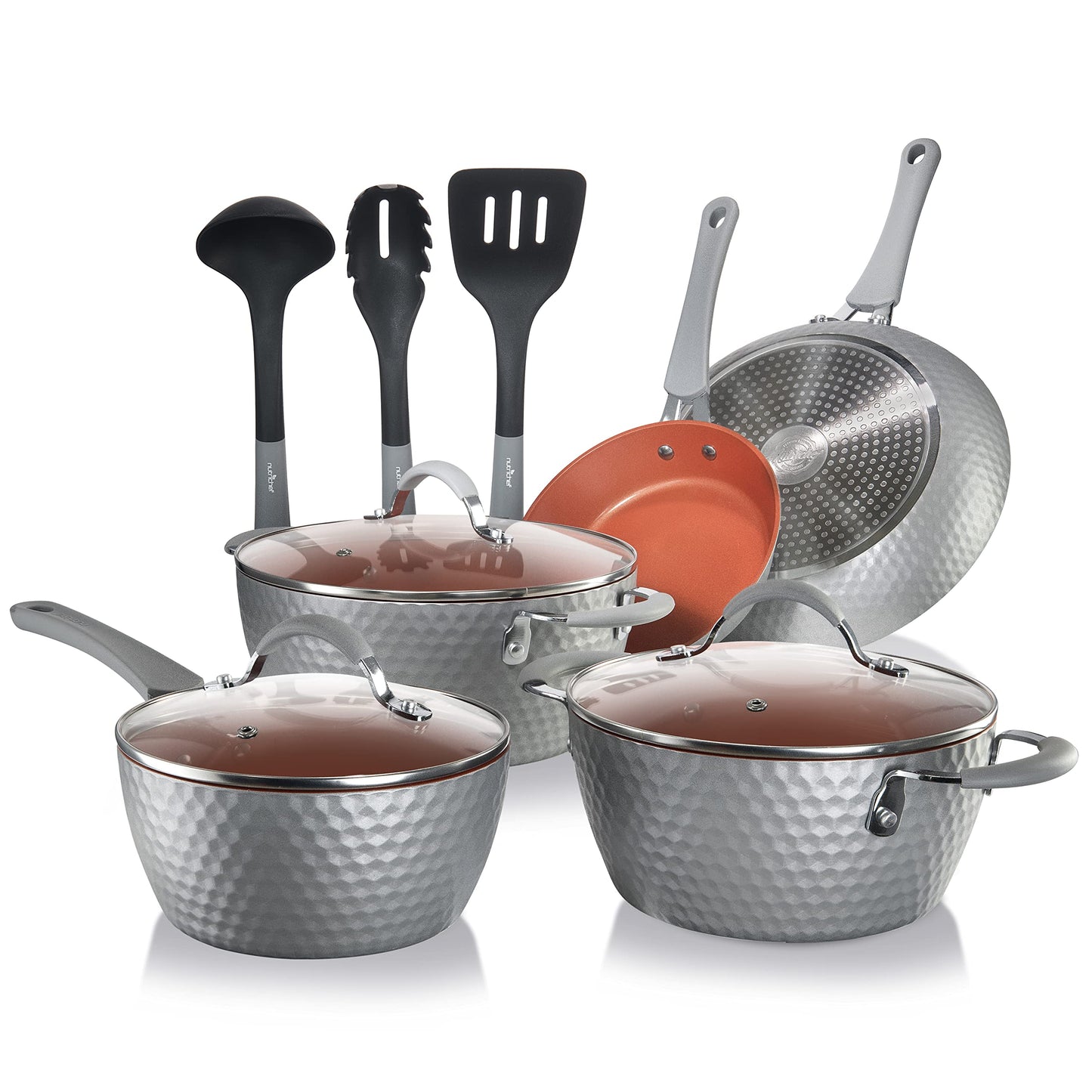 11 Pieces NutriChef Nonstick Cookware Set With Utensils