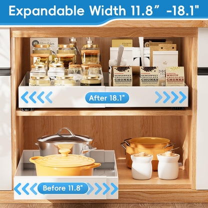 Expandable Pull-Out Cabinet Organizer with Adjustable Drawers