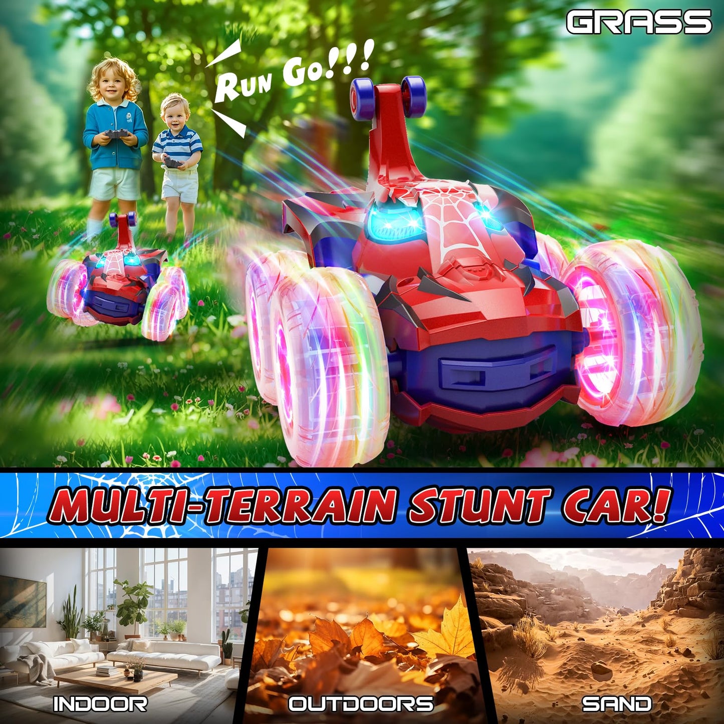 MIXSHAKE 4WD Remote Control Stunt Car with Lights