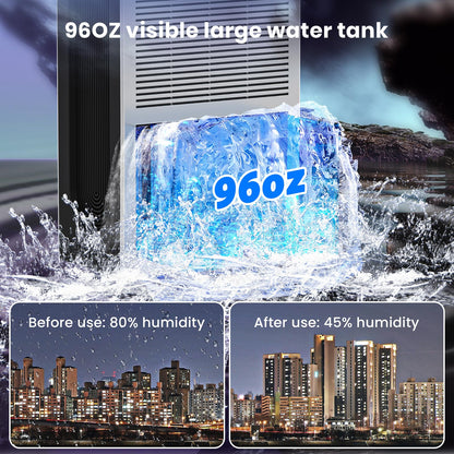 86oz Dehumidifier,DDVIVAL 1000 Sq.ft Dehumidifiers for Home Basements,Dehumidifier with Drain Hose and 2 Working Modes, 7 Color LED Light Small Dehumidifiers for Bedroom Room Bathroom Closet RV