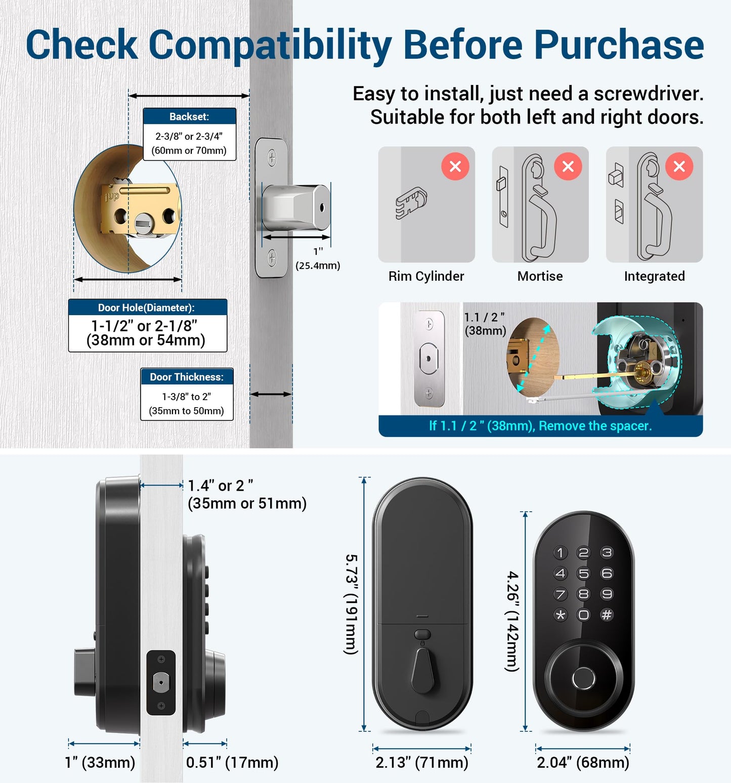 TEEHO Keyless Fingerprint Smart Door Lock