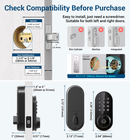 TEEHO Keyless Fingerprint Smart Door Lock