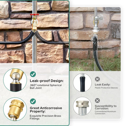 50 ft HOMEIDEAS Kink-free Garden Hose with Nozzle