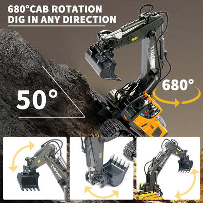 Remote Control Excavator Toy with Lights and Sounds