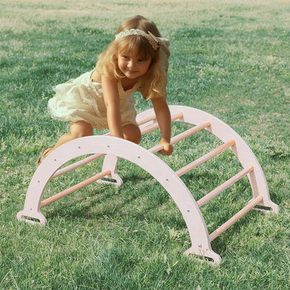 WoodenEdu Pikler Triangle Set for Baby Climbing Toy Indoor Playground for Kid, Montessori Learning Toy with Arch, Ramp, and Climbing Triangle, Indoor Outdoor Playground Climbing Toys for Toddlers