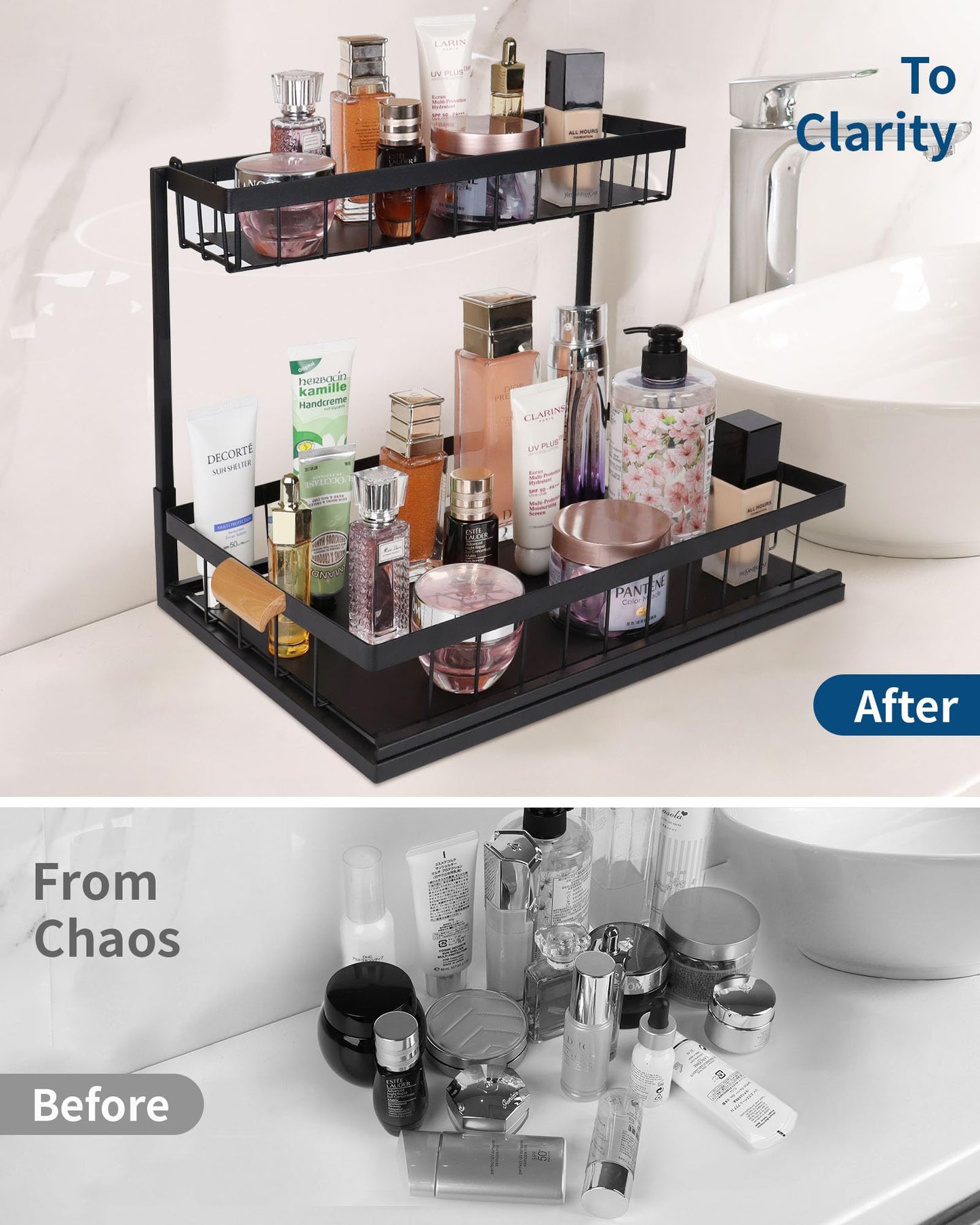 2 Pack Under Sink Organizer with Sliding Drawer