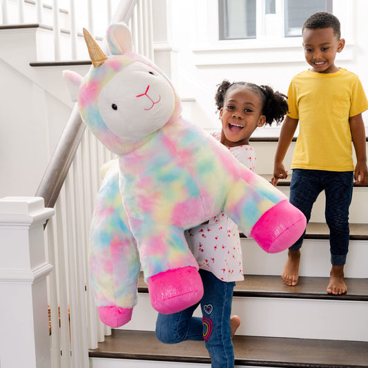 Giant Plush Stuffed Llamacorn with Interactive Surprise