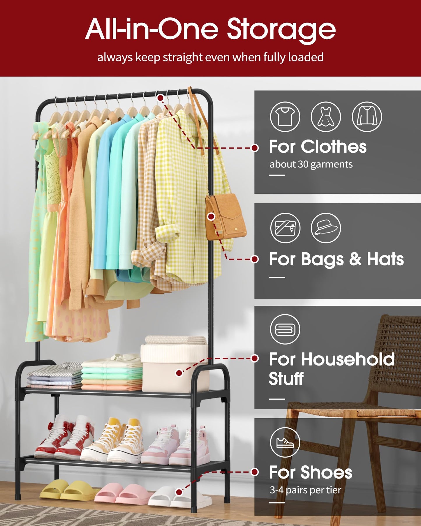 Multi-Functional Clothes and Shoe Rack