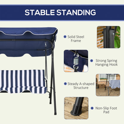 Outsunny 3-Seat Patio Swing Chair with Canopy