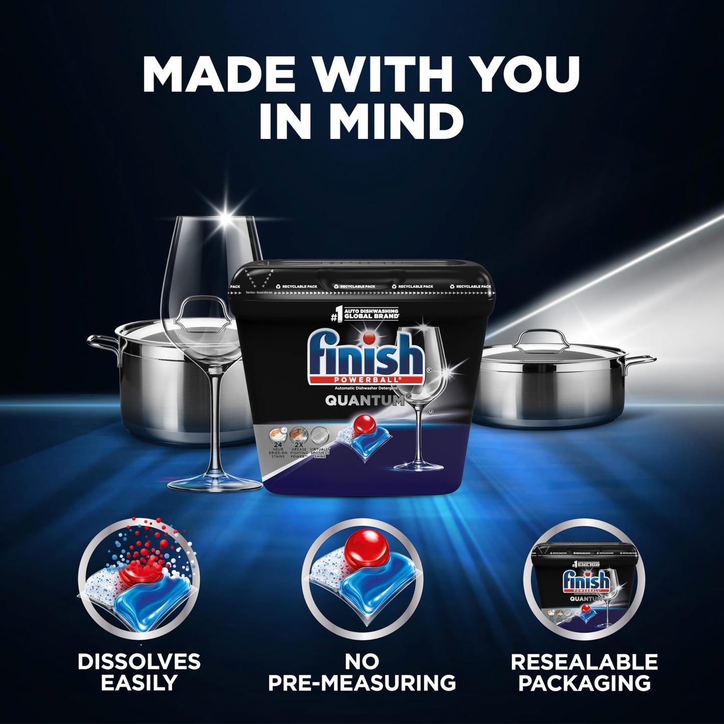 Finish Quantum Dishwasher Pods, 62 Count