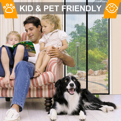 YGS-Tech Screen Door Mesh, 38 x 82 Inch Magnetic Screen Door Deluxe Double, 34 Magnets Hands Free Curtain, Keep Bugs Out Let Cool Air in Screen Door for Sliding Door Front Door, Pet and Kid Friendly