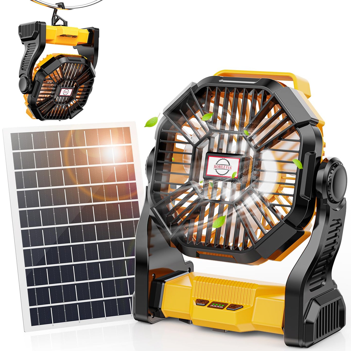 10400mAh Solar Camping Fan with LED Lantern