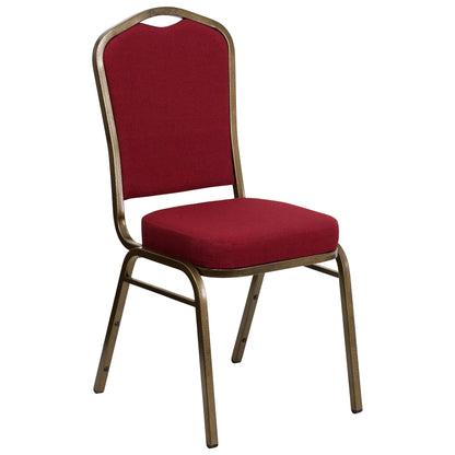 Flash Furniture Hercules Series Crown Back Stacking Banquet Chair, Set of 4, Burgundy Fabric/Gold Vein Frame