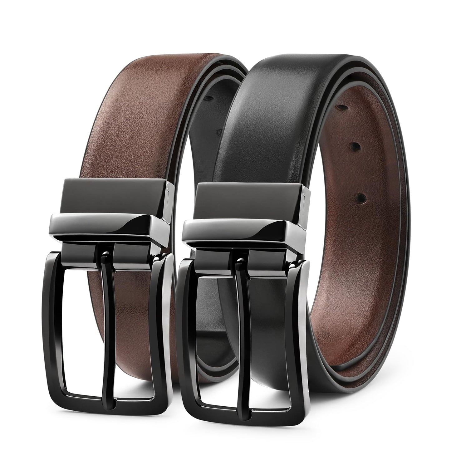 MILORDE Reversible Leather Belt for Men