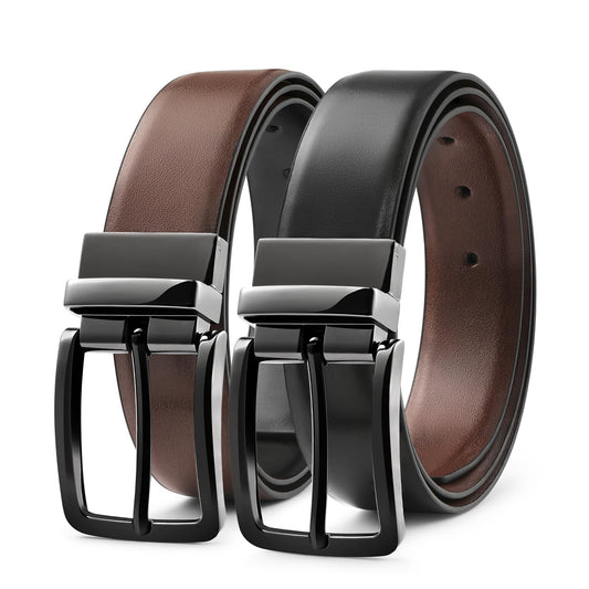 MILORDE Reversible Leather Belt for Men