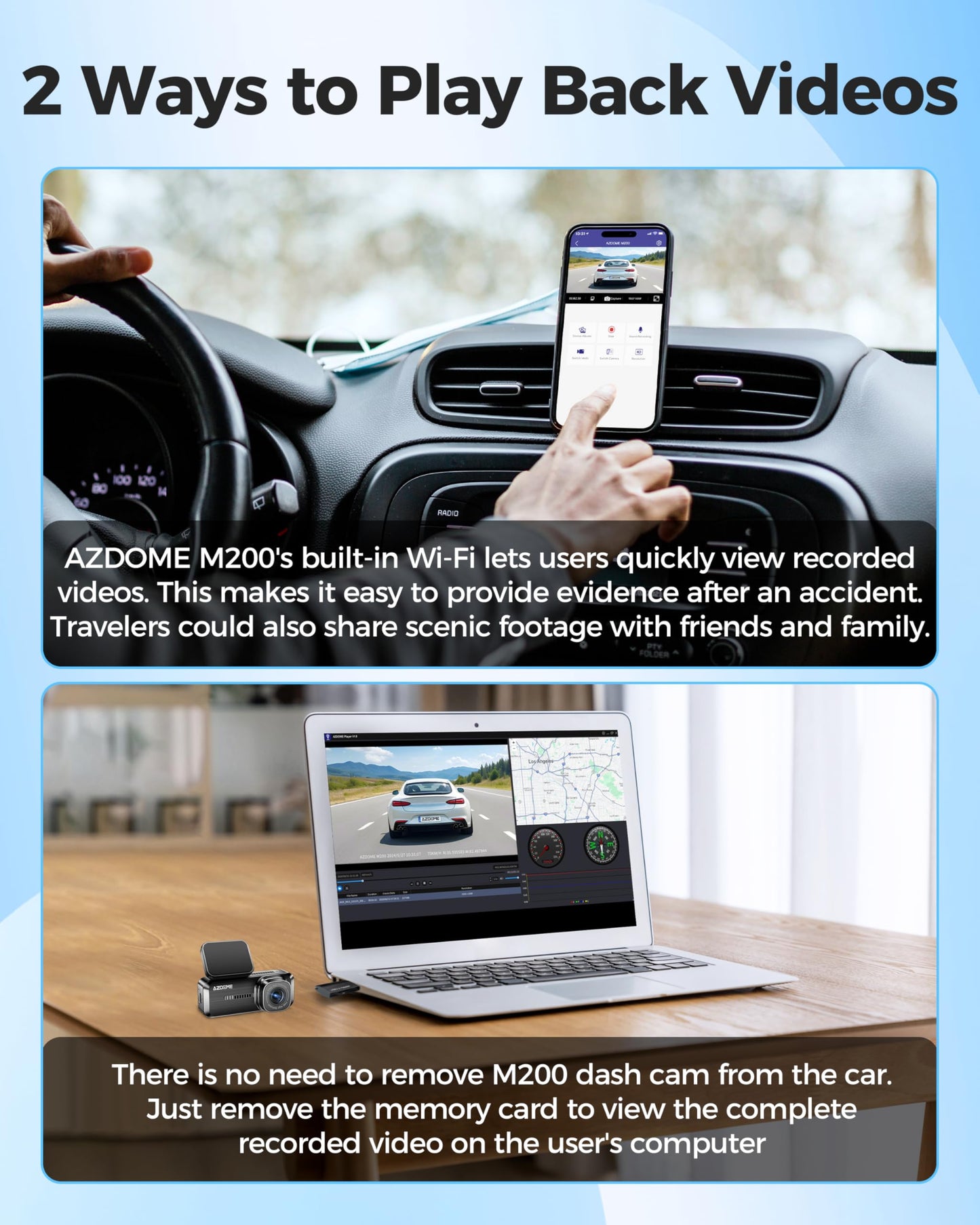 Azdome 1080P Mini Dash Cam with WiFi