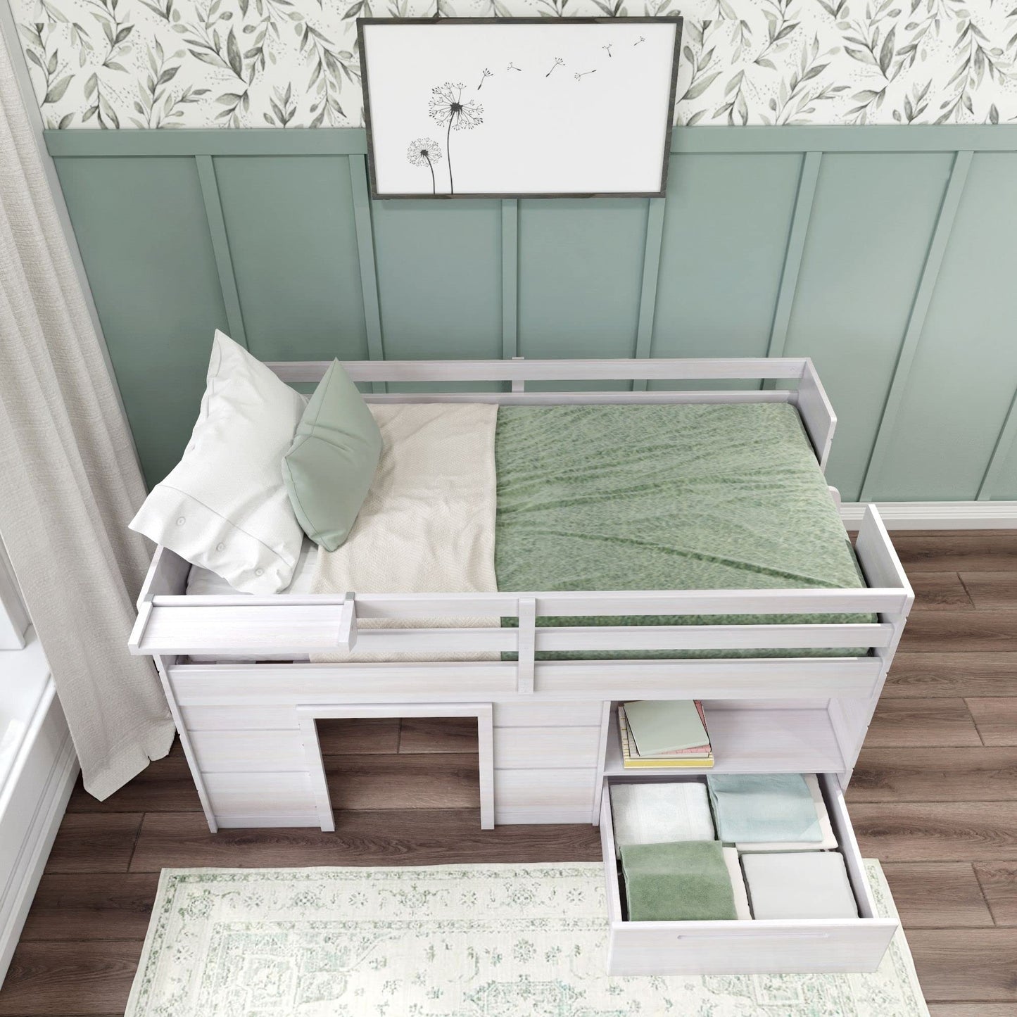 Max & Lily Twin Loft Bed with Storage Drawer