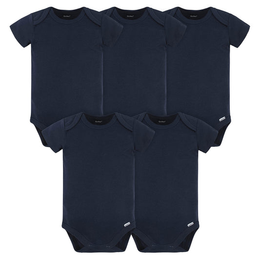 Gerber 5-Pack Baby Onesies, Navy, 0-3 Months