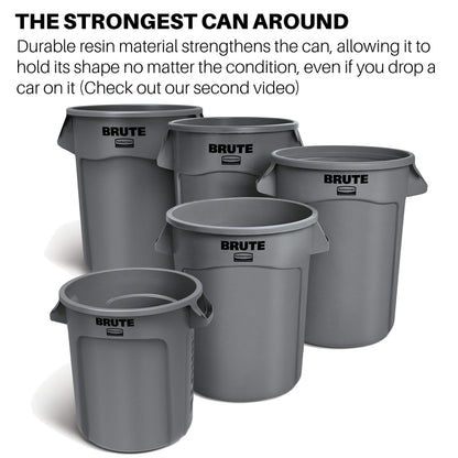 Rubbermaid Commercial Products BRUTE Heavy-Duty Round Trash/Garbage Can with Venting Channels, 44-Gallon, Black, Waste Container for Landscapers/Construction/Restaurants/Warehouses/Home, Pack of 3