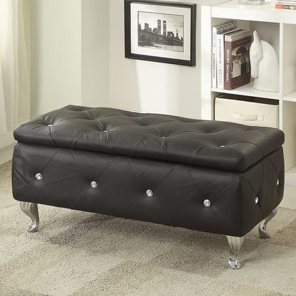 AC Pacific Tufted Faux Leather Storage Ottoman