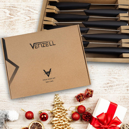 VENZELL Premium 8-Piece Serrated Steak Knife Set