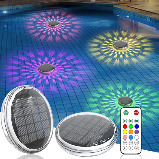 2 Pack Solar Floating Pool Lights with Remote