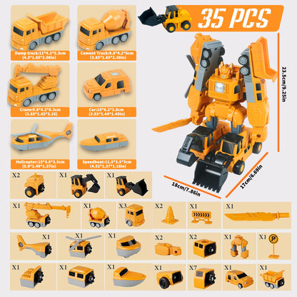 Transforming Robot Construction Vehicle Toy for Kids