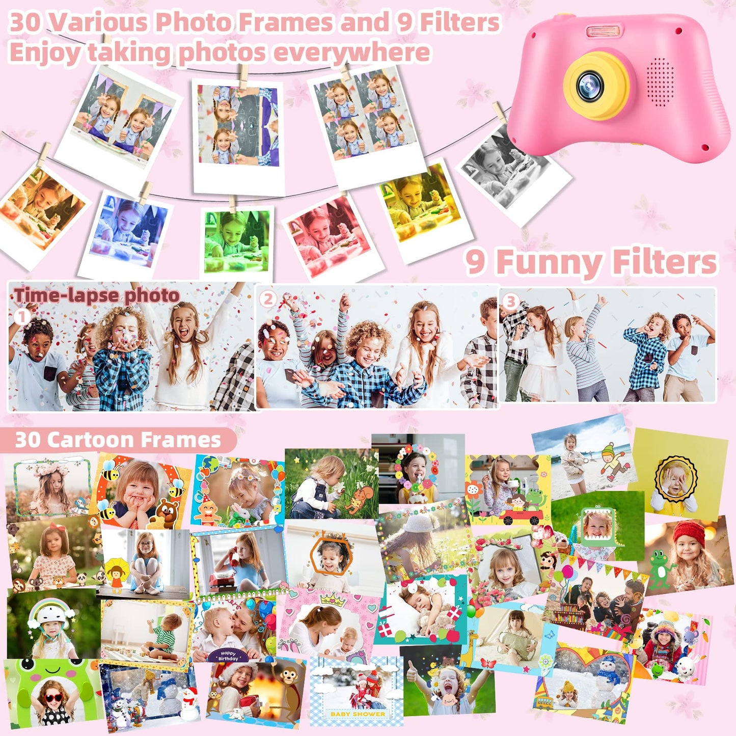 Kids 1080P Digital Camera with 32GB SD Card