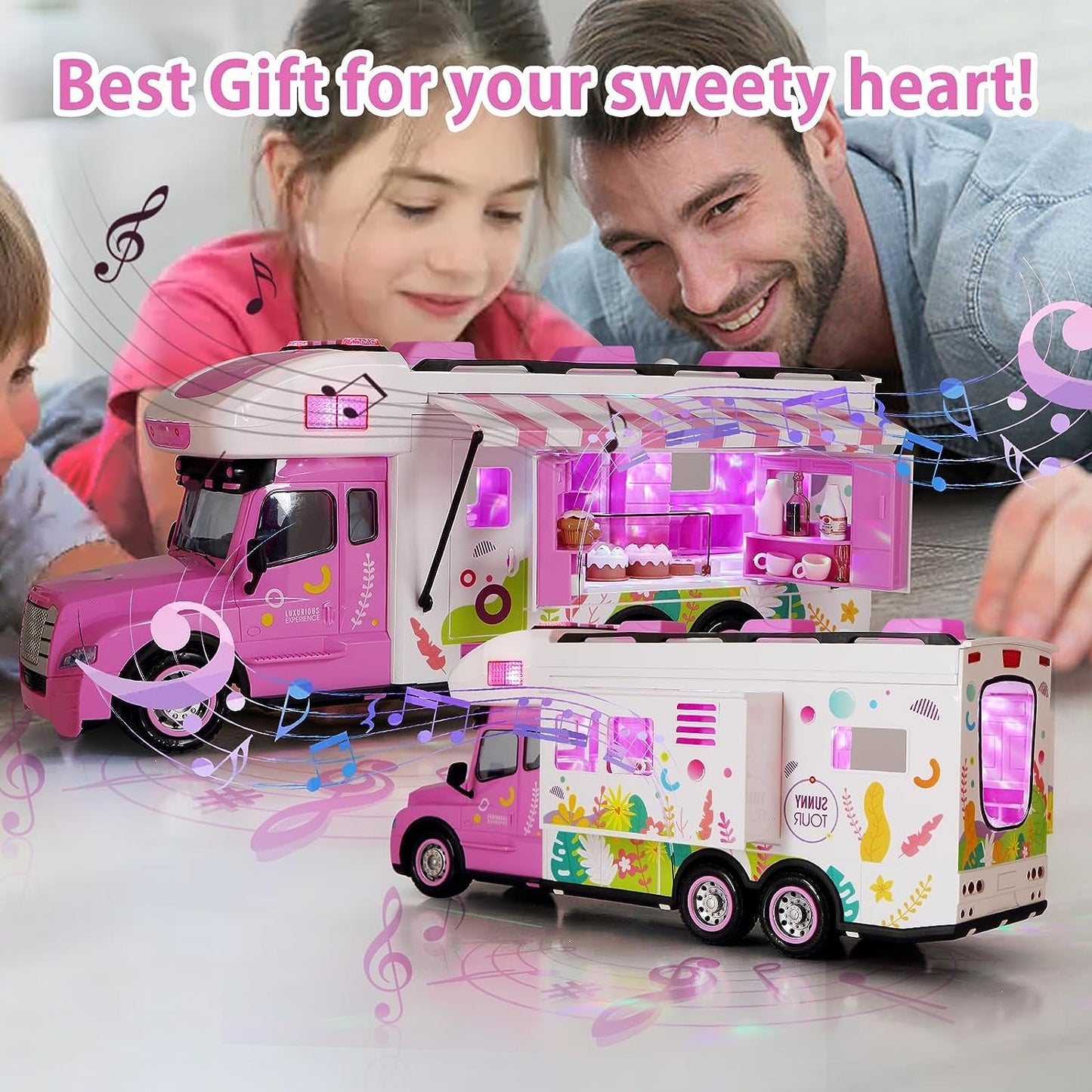 Remote Control Food Truck Toy Playset for Girls