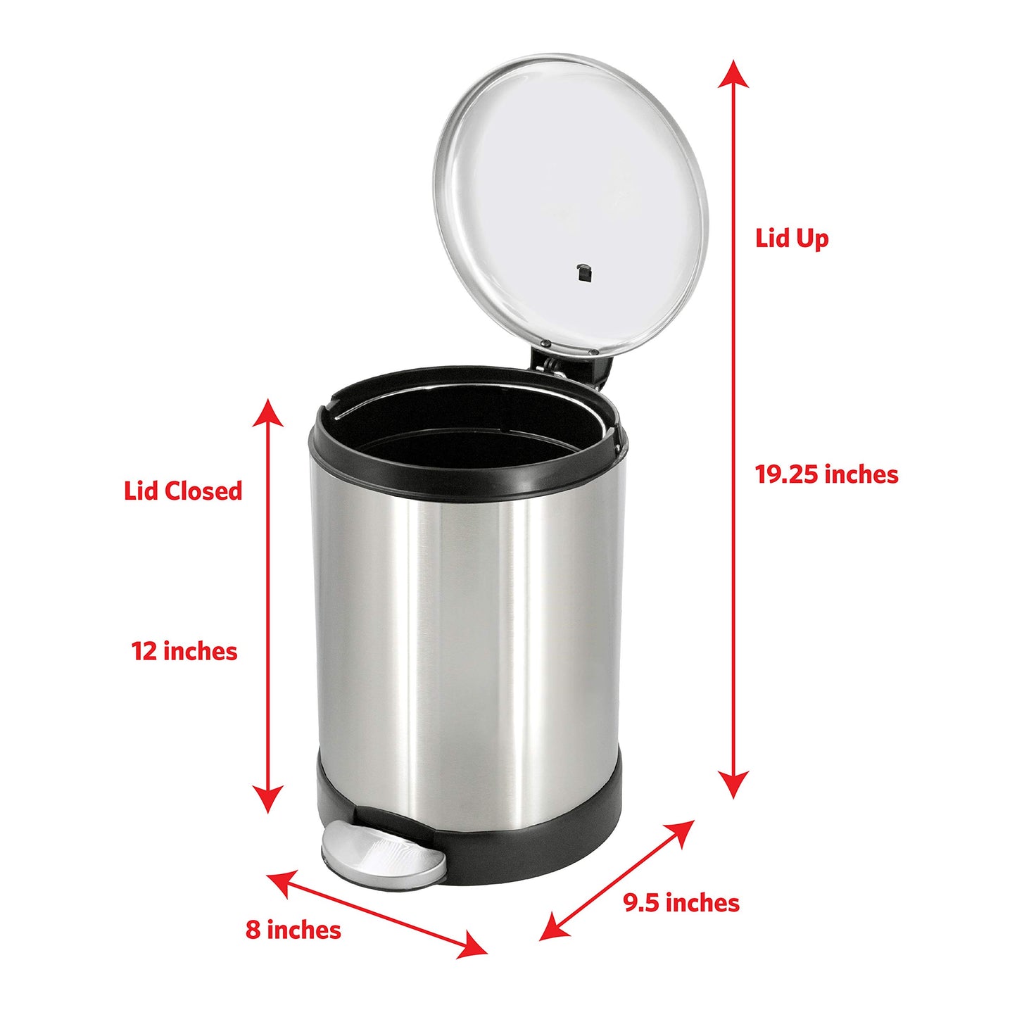 Glad 1.2 Gallon Stainless Steel Trash Can