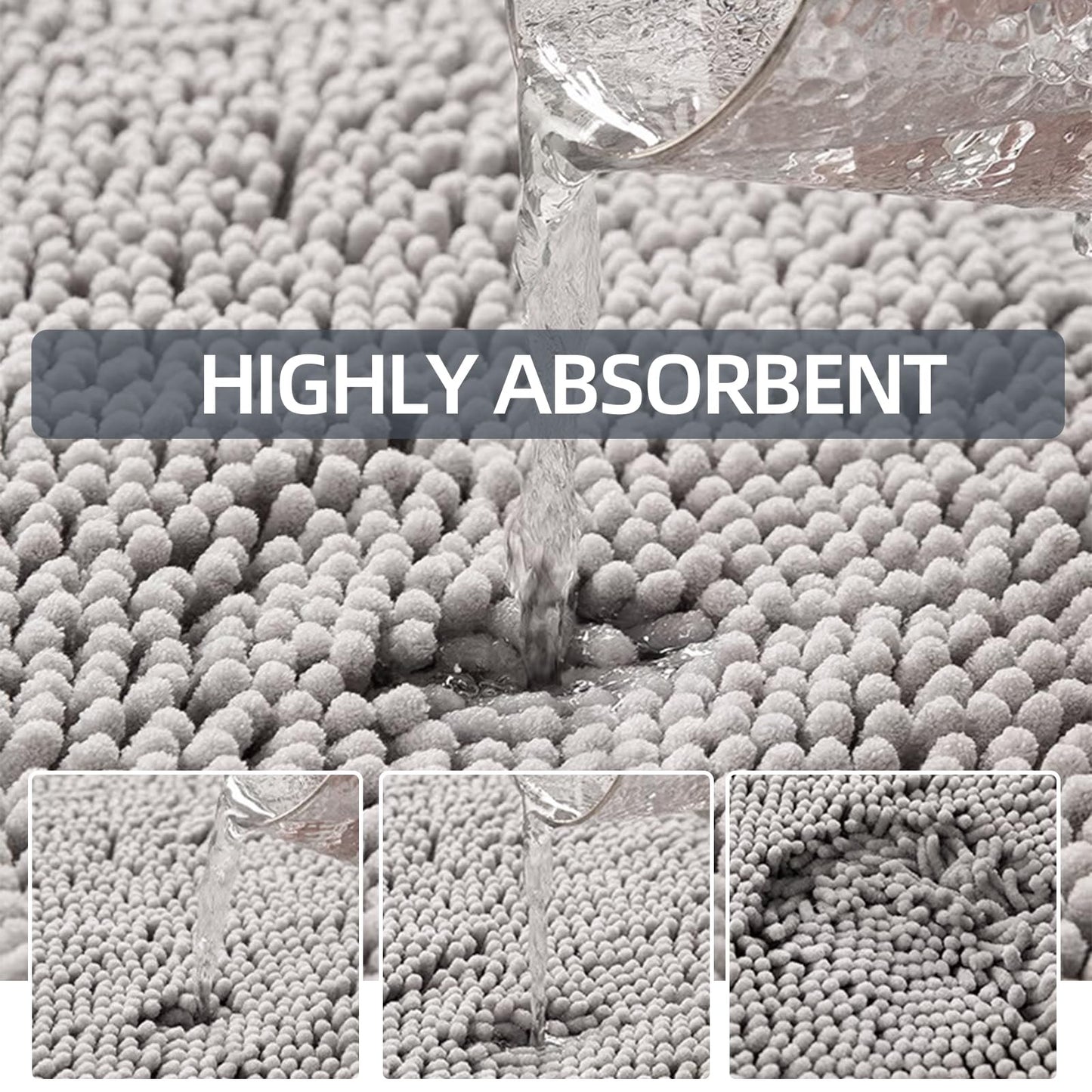generic GWT Plush Chenille Bath Mat: Luxuriously Soft, Highly Absorbent, Non-Slip, 30""x20"" (Beige)