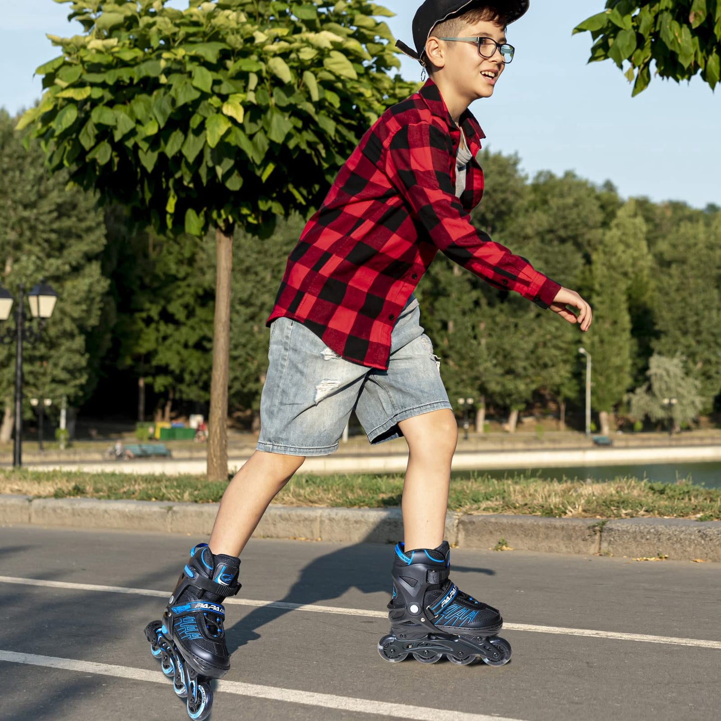 ITurnGlow Adjustable Inline Skates for Kids and Adults with Light up Wheels Beginner Skates Fun Illuminating Roller Skates for Kids Boys and Ladies