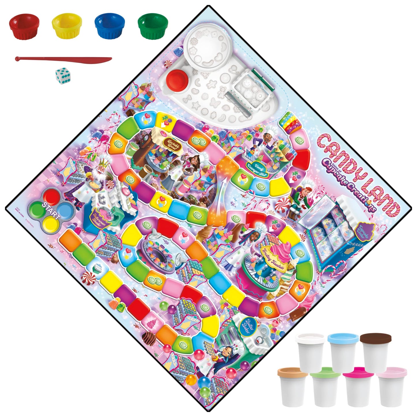 Hasbro Gaming Candy Land Cupcake Creations, Kids Board Game with 7 Play-Doh Cans and Tools