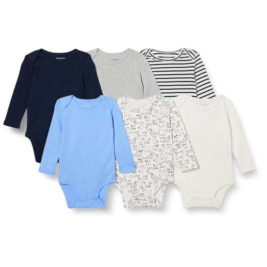 6-Pack Amazon Essentials Baby Bodysuits, Long Sleeve