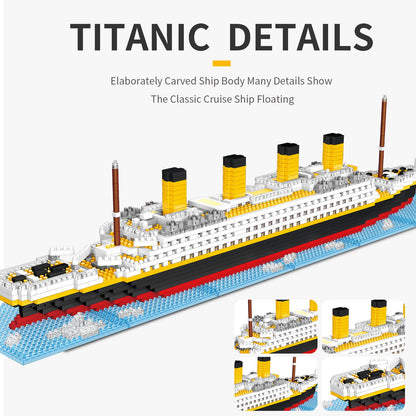 Snlywan 1706 PCS Titanic Toys Building Set with LED Strip, Model Blocks Kit, Micro Mini Light Up Toy,Titanic Gifts for Adults and Kids