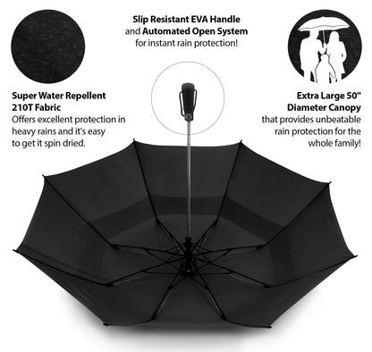 58 Inch Compact Travel Golf Umbrella - Windproof
