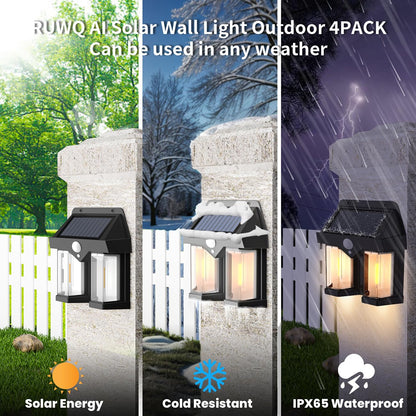 Solar Wall Lamp with Motion Sensor, 4 Pack