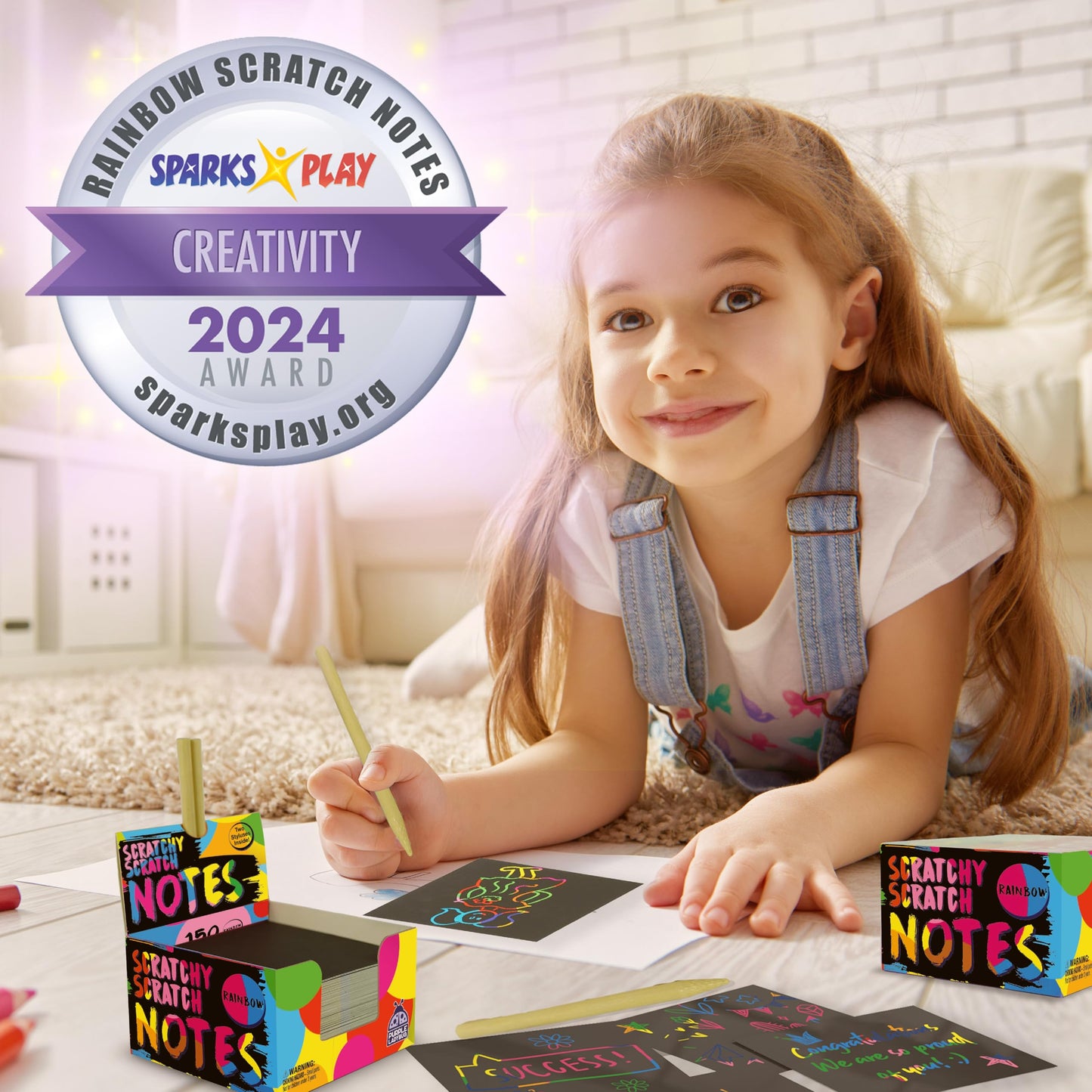 150 Rainbow Scratch Art Mini Notes for Kids