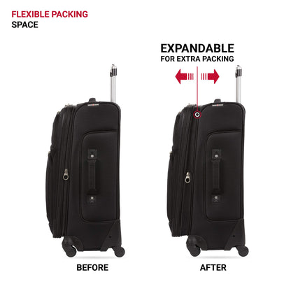 SwissGear Expandable 25-Inch Checked Luggage - Black