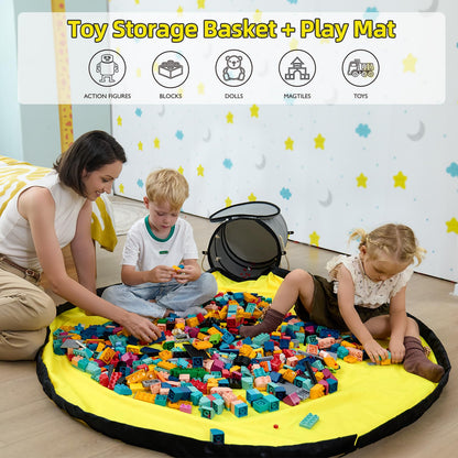 Toy Storage Basket with Play Mat for Kids