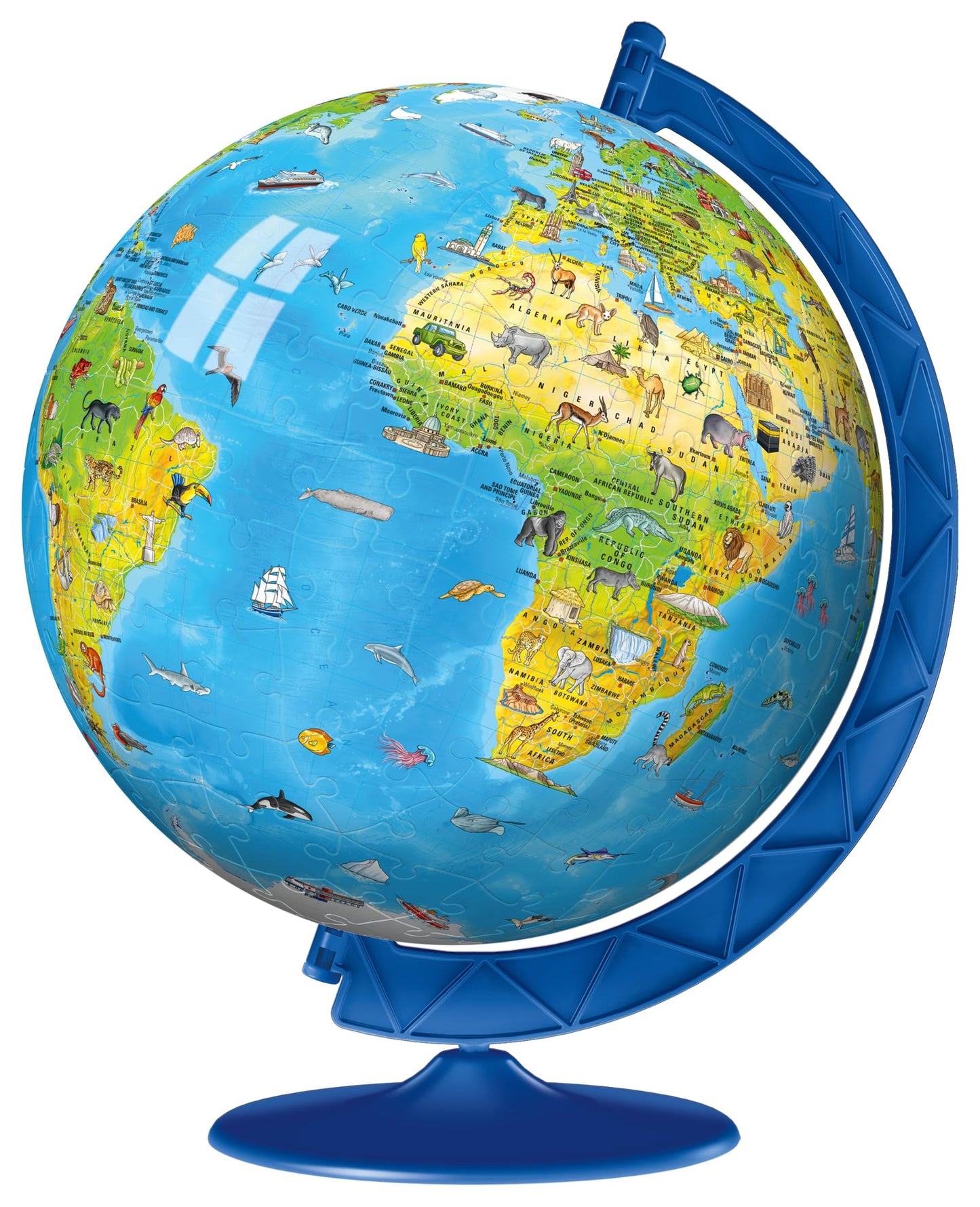 Ravensburger Children's World Globe 180 Piece 3D Jigsaw Puzzle | Easy Click Technology | Displayable Art | Perfect for Kids and Adults | 10.5 in Diameter