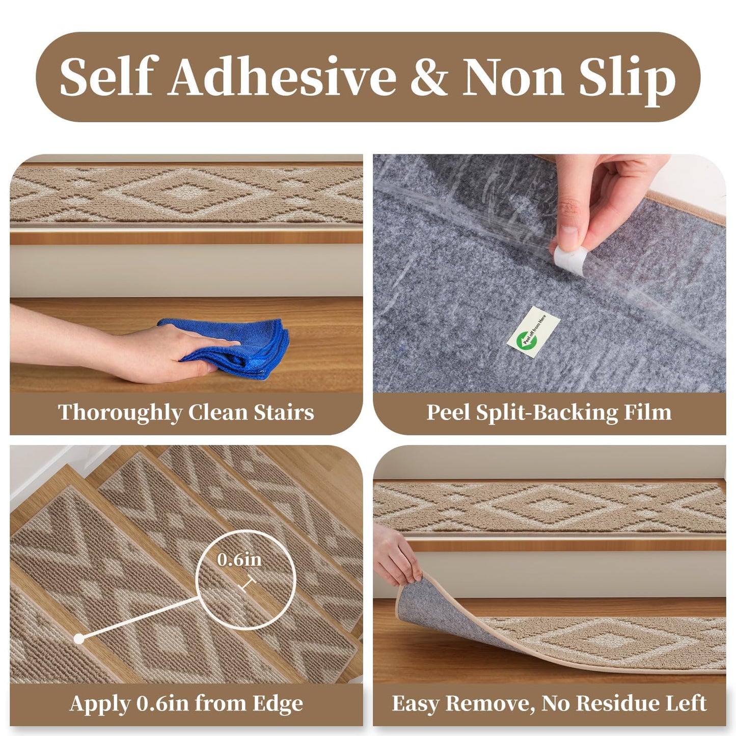 15PC Non-Slip Stair Treads by MontVoo