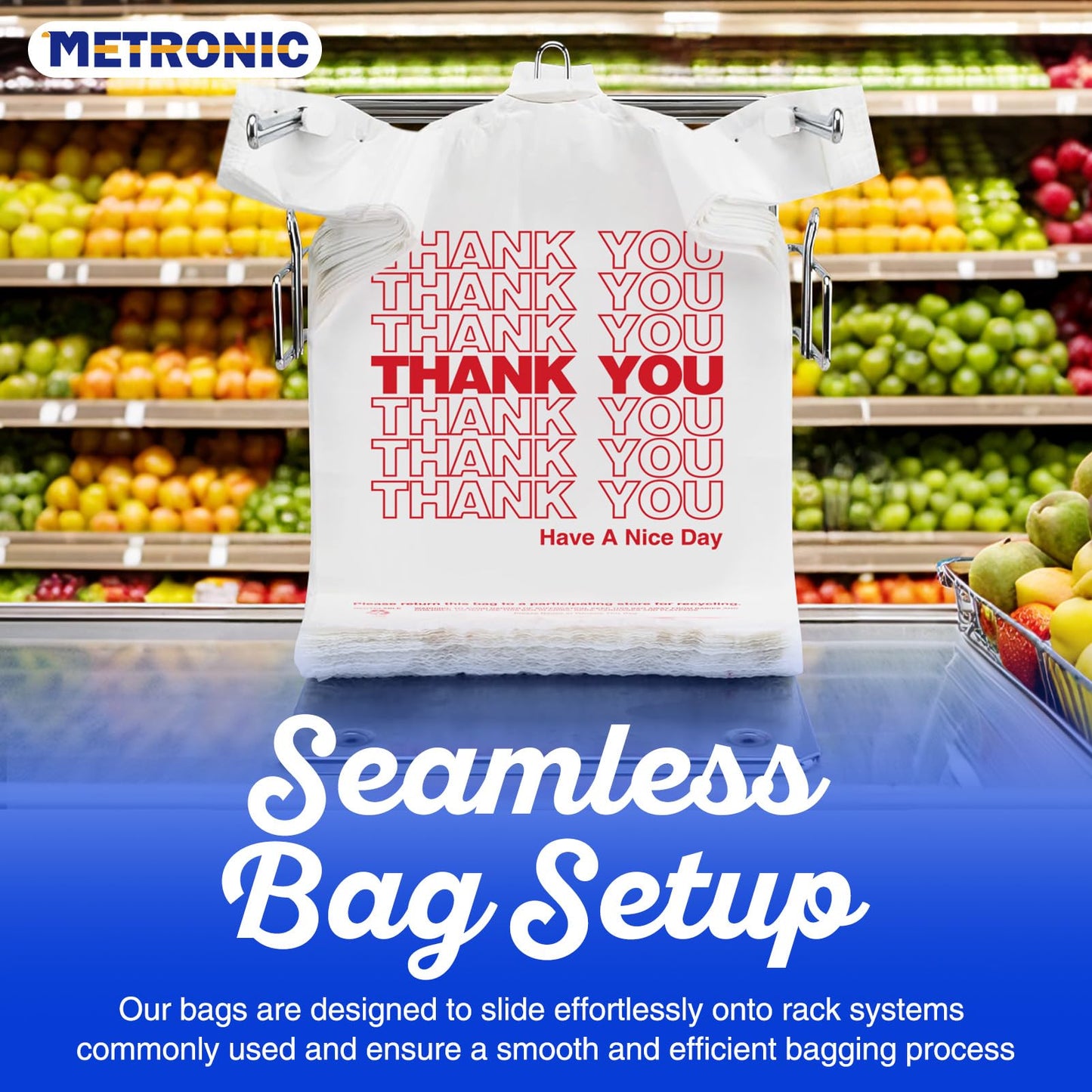 100 Count METRONIC Plastic Thank You Bags