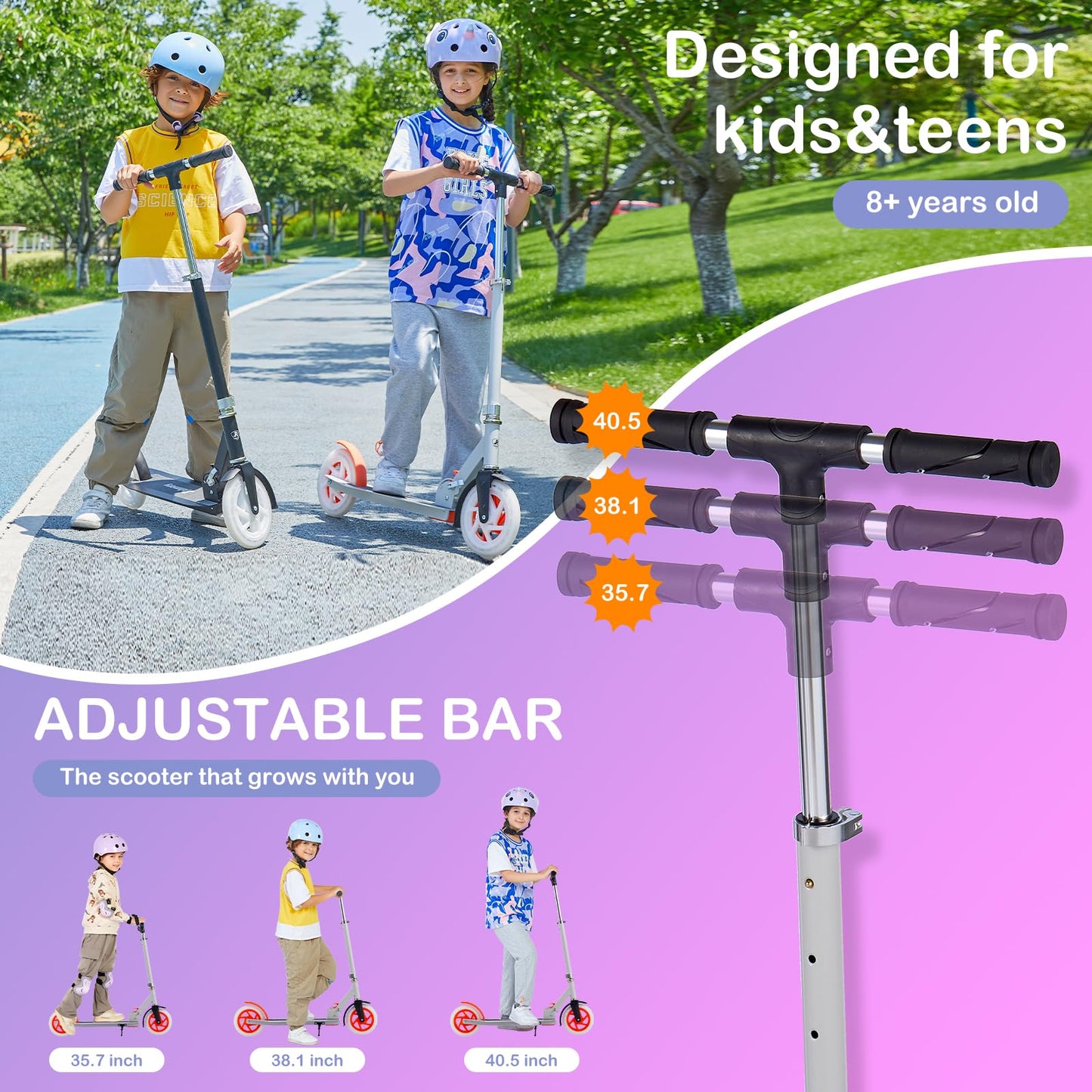 Kick Scooter for Ages 8-12, Foldable Lightweight