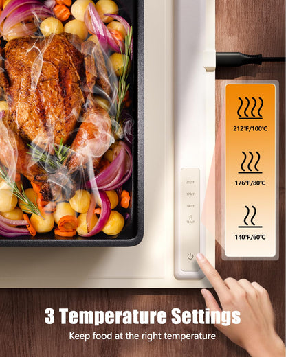 Electric Warming Tray with 3 Temperature Settings