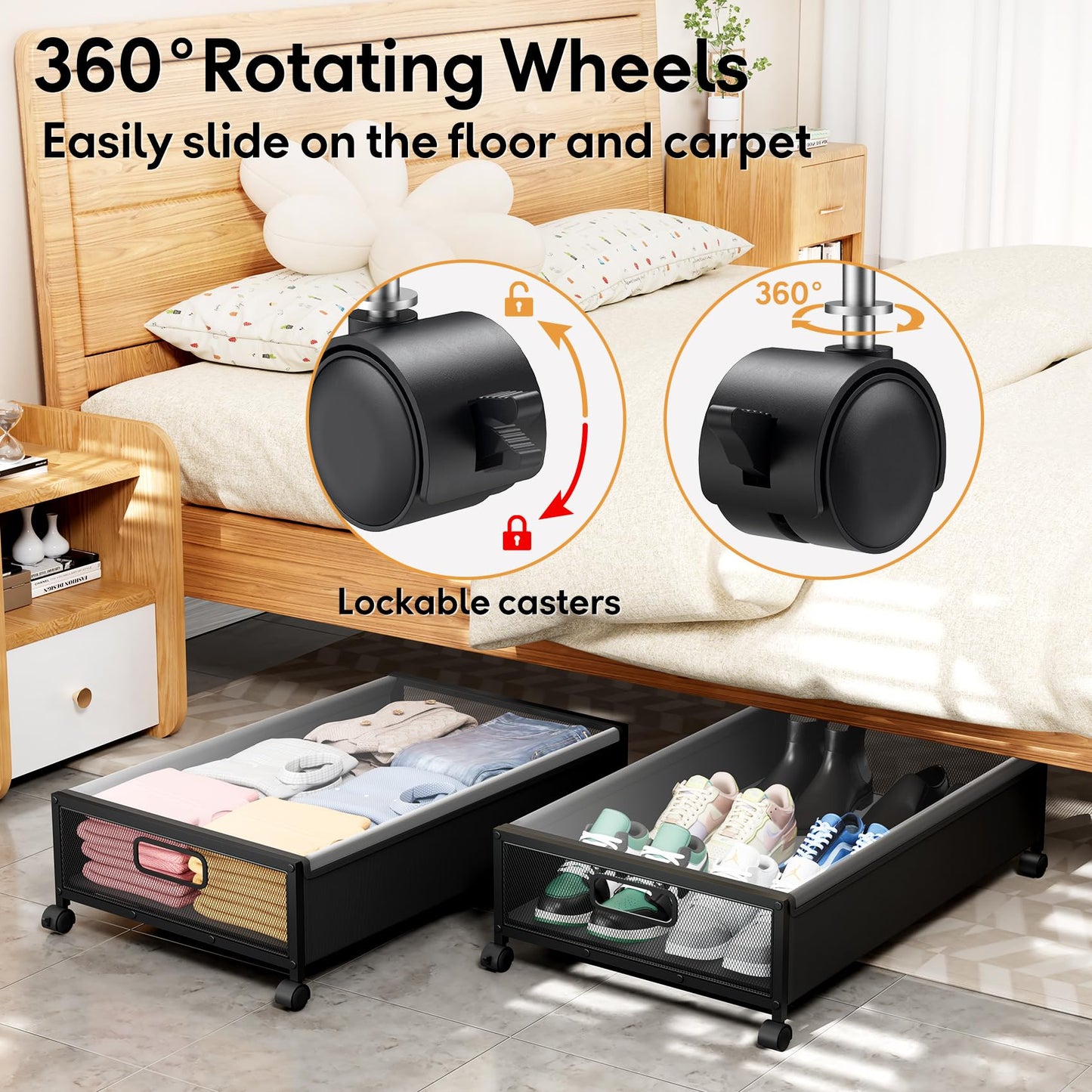 Under Bed Storage Containers with Wheels - 1 Pack