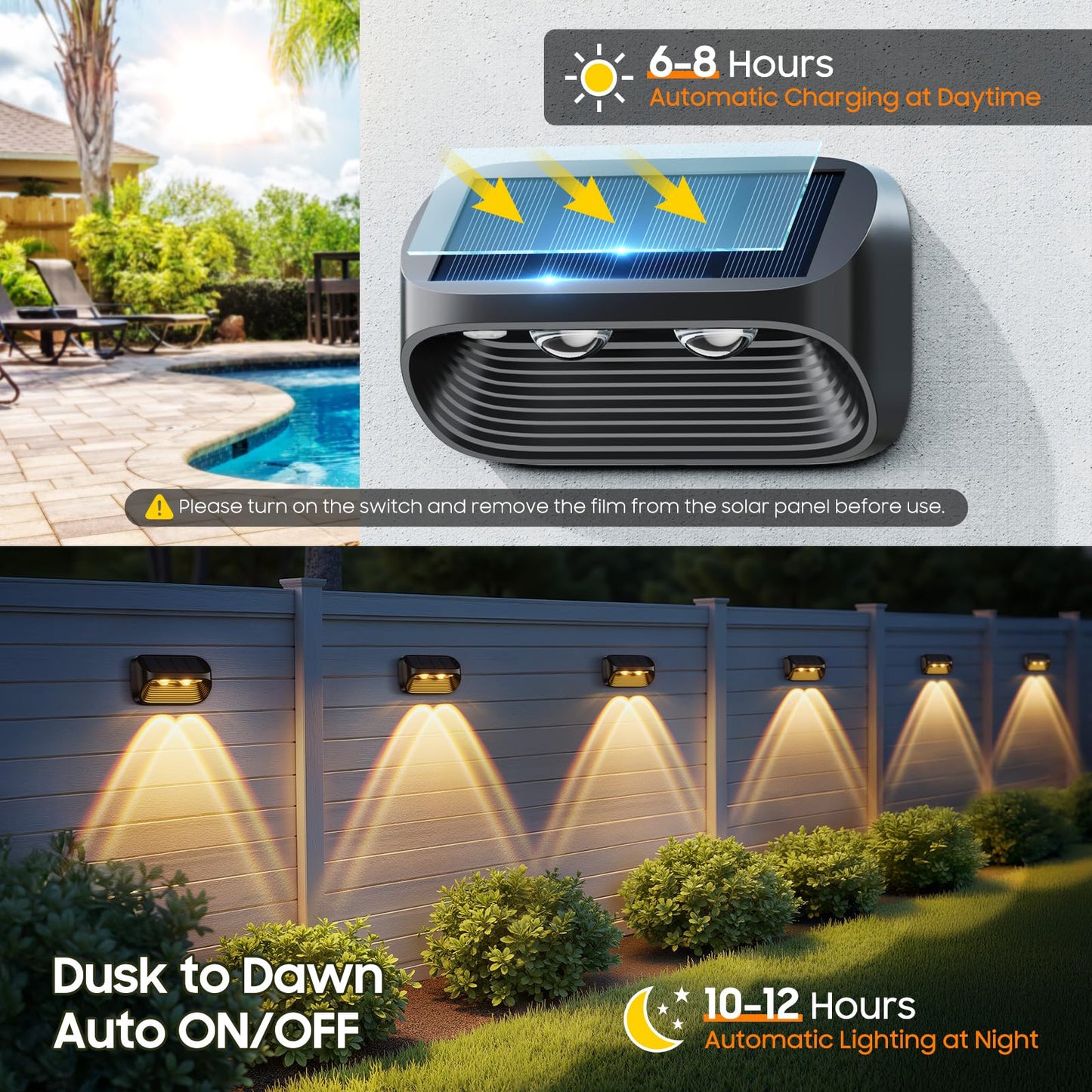 LETMY Solar Powered Fence Lights, 12 Pack