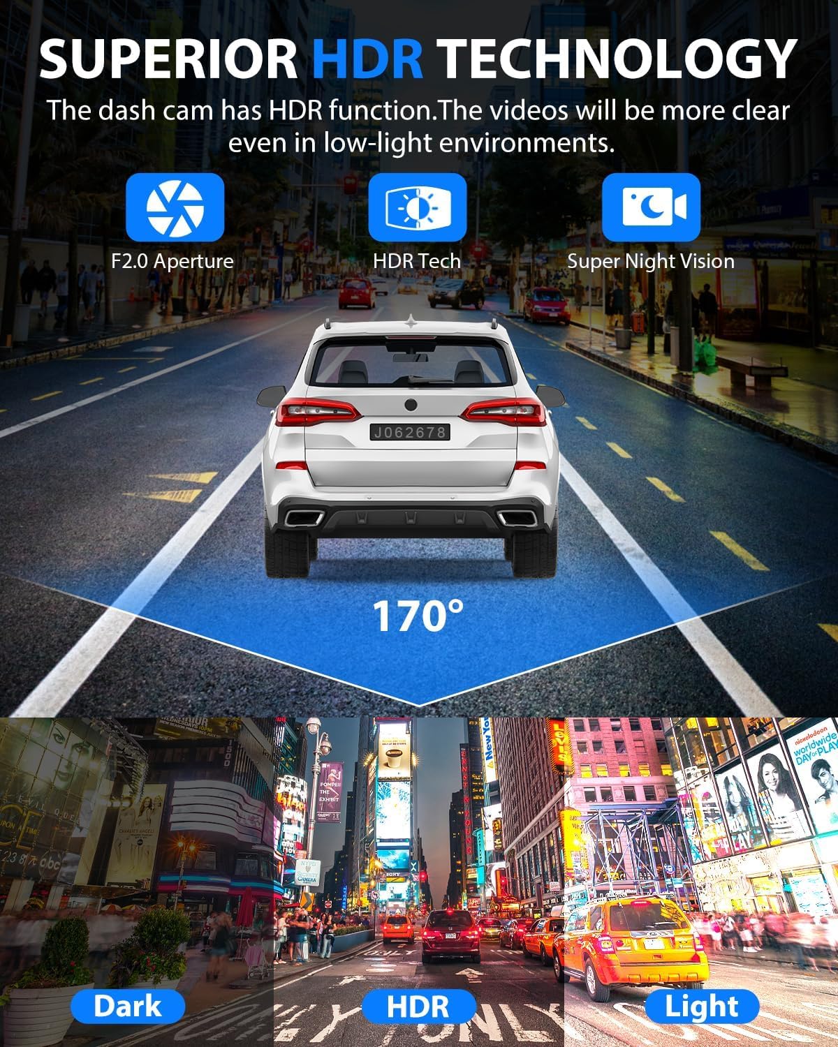 3 Channel Dash Cam with 32GB Card