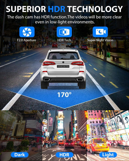 3 Channel Dash Cam with 32GB Card